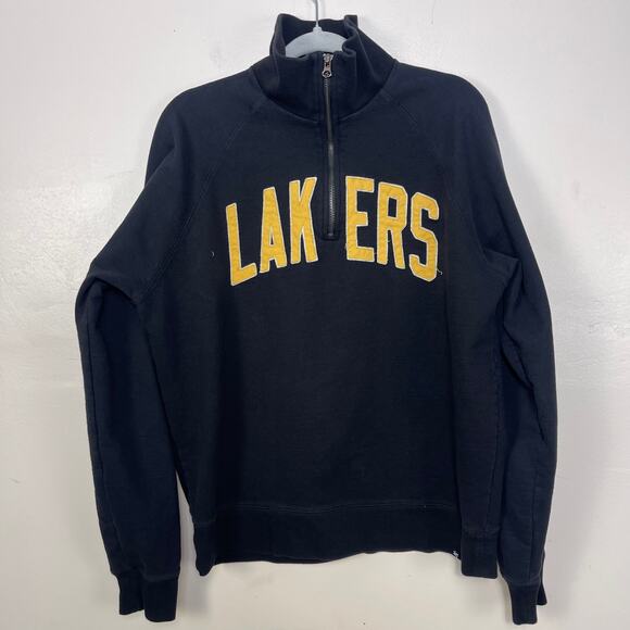 Men's '47 Los Angeles Lakers 3/4 Zip Up Sweatshirt Black and Yellow Large - Picture 4 of 4